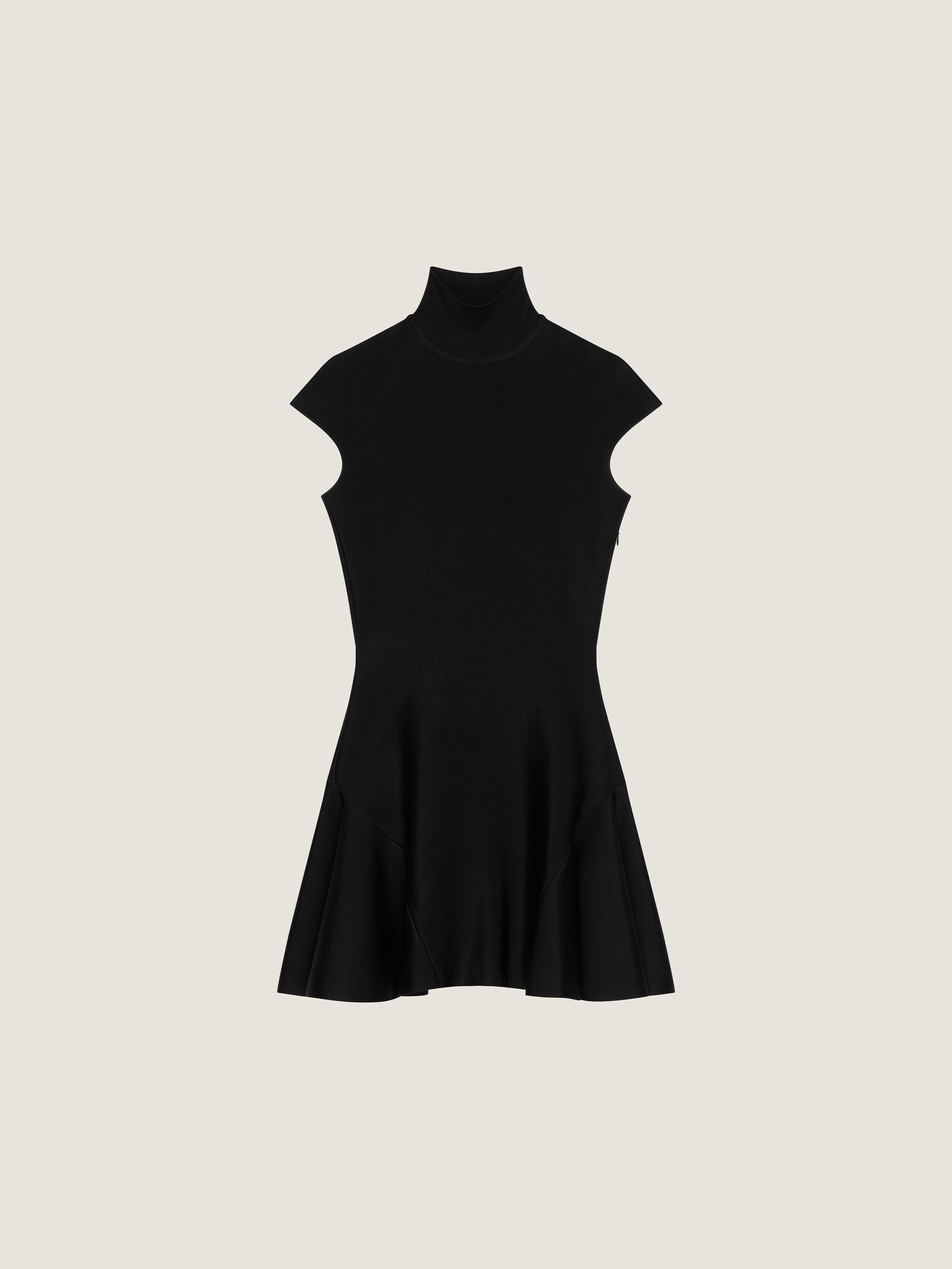Mini dress with flared skirt in wool viscose